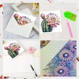 6pcs Diamond Art Painting Set Greeting Card, Cactus Flower 5D DIY Special Shape Diamond Greeting Card Creative Gifts, Christmas Thanksgiving Day Greeting Card Congratulation