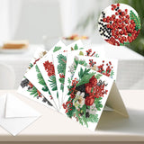6pcs Diamond Painting Kit Greeting Card, Flower 5D DIY Diamond Handmade Holiday Greeting Card with Envelope, Christmas Gift Congratulation