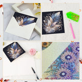 6pcs Diamond Art Painting Set Greeting Card, Colourful Feather 5D DIY Special Shape Diamond Greeting Card Creative Gifts, Christmas Thanksgiving Greeting Card Congratulation