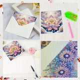 6pcs Diamond Art Painting Kit Greeting Card, Rainbow Lotus 5D DIY Special Shape Diamond Greeting Card Creative Gifts, Christmas Thanksgiving Greeting Card Congratulation