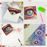 6pcs Diamond Art Painting Set Greeting Card, Deep Eyes 5D DIY Special Shape Diamond Greeting Card Creative Gifts, Christmas Thanksgiving Greeting Card Congratulation