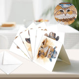 6pcs Diamond Painting Kit Greeting Card, Cat 5D DIY Diamond Handmade Holiday Greeting Card with Envelope, Christmas Gift Congratulation