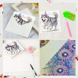 6pcs Diamond Art Painting Set Greeting Card, Balloon Husky 5D DIY Special Shape Diamond Greeting Card Creative Gifts, Christmas Thanksgiving Greeting Card Congratulation