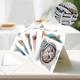 6pcs Diamond Painting Kit Greeting Card, Hat Cat 5D DIY Diamond Handmade Holiday Greeting Card with Envelope, Christmas Gift Congratulation