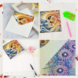 6 pcs Diamond Art Painted Greeting Card, Pretty Flowers 5D DIY Special Shape Diamond Card Creative Gifts, Christmas Thanksgiving Greeting Card Congratulation