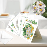 6pcs Diamond Painting Kit Greeting Card, White Chrysanthemum 5D DIY Diamond Handmade Holiday Greeting Card with Envelope, Christmas Gift Congratulation