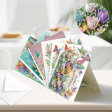 6pcs Diamond Painting Kit Greeting Card, Tulip Butterfly 5D DIY Diamond Handmade Holiday Greeting Card with Envelope, Christmas Gift Congratulation
