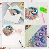 6 pcs Diamond Art Painted Greeting Card, Horse Sunflower 5D DIY Special Shape Diamond Card Creative Gift, Christmas Thanksgiving Greeting Card Congratulation