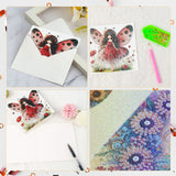 6pcs Diamond Art Painting Kit Greeting Card, Colourful Butterfly 5D DIY Special Shape Diamond Greeting Card Creative Gift, Christmas Thanksgiving Greeting Card Congratulation