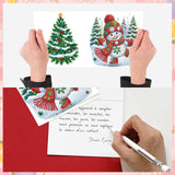 8 pcs Diamond Art Painted Greeting Card, Christmas Penguin Snowman 5D DIY Special Shape Diamond Card Creative Gift, Christmas Thanksgiving Greeting Card Congratulation