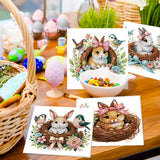 6pcs Diamond Art Painting Kit Greeting Card, Birdie Bunny 5D DIY Diamond Handmade Holiday Greeting Card with Envelope, Christmas Gift Congratulation