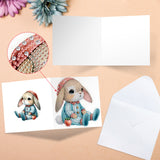 6pcs Diamond Painting Kit Greeting Card, Rabbit 5D DIY Diamond Handmade Holiday Greeting Card with Envelope, Christmas Gift Congratulations