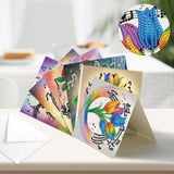 6pcs Diamond Painting Kit Greeting Card, Note Flower 5D DIY Diamond Handmade Holiday Greeting Card with Envelope, Christmas Gift Congratulation