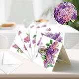 6pcs Diamond Painting Kit Greeting Card, Violet Flower 5D DIY Diamond Handmade Holiday Greeting Card with Envelope, Christmas Gift Congratulation