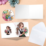 6pcs Diamond Painting Kit Greeting Card, Book Lady 5D DIY Diamond Handmade Holiday Greeting Card with Envelope, Christmas Gift Congratulation