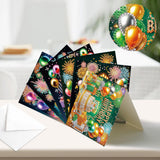 6pcs Diamond Painting Kit Greeting Card, Birthday Cake 5D DIY Diamond Handmade Holiday Greeting Card with Envelope, Christmas Gift Congratulation