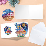 6pcs Diamond Painting Kit Greeting Card, Mushroom Genie 5D DIY Diamond Handmade Holiday Greeting Card with Envelope, Christmas Gift Congratulation