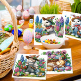 6pcs Diamond Art Painting Kit Greeting Card, Hat Bunny 5D DIY Diamond Handmade Holiday Greeting Card with Envelope, Christmas Gift Congratulation