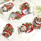 6 pcs Diamond Art Painting Kit Greeting Card, Winter Christmas Tree Bear Fine Glitter Greeting Card 5D DIY Special Shape Diamond Card Creative Gift, Holiday Gift Congratulation