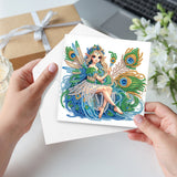 6pcs Diamond Art Painting Kit Greeting Card, Green Wings Angel 5D DIY Special Shape Diamond Greeting Card Creative Gifts, Christmas Thanksgiving Greeting Card Congratulation