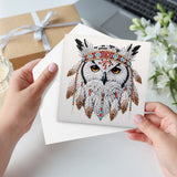 6pcs Diamond Art Painting Kit Greeting Card, Handsome Owl 5D DIY Special Shape Diamond Greeting Card Creative Gifts, Christmas Thanksgiving Day Greeting Card Congratulation