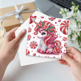 6pcs Diamond Art Painting Kit Greeting Card, Pink Lollipop Horse 5D DIY Special Shape Diamond Greeting Card Creative Gifts, Christmas Thanksgiving Greeting Card Congratulation