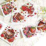 6 pcs Diamond Art Painted Greeting Card, Candle Fawn 5D DIY Special Shape Diamond Card Creative Gift, Christmas Thanksgiving Greeting Card Congratulation