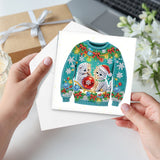 6pcs Diamond Art Painting Kit Greeting Cards, Animal Gnomes Christmas Clothes 5D DIY Special Shape Diamond Greeting Cards Creative Gifts, Christmas Thanksgiving Greeting Cards Congratulation