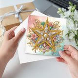 6pcs Diamond Art Painting Kit Greeting Card, Yellow Pentagram 5D DIY Special Shape Diamond Greeting Card Creative Gifts, Christmas Thanksgiving Greeting Card Congratulation