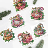 6pcs Diamond Painting Kit Greeting Card, Sleeping Gnome 5D DIY Diamond Handmade Holiday Greeting Card with Envelope, Christmas Gift Congratulation