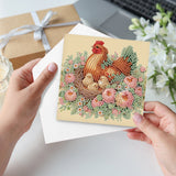 6pcs Diamond Art Painting Kit Greeting Card, Hens Laying Eggs 5D DIY Special Shape Diamond Greeting Card Creative Gifts, Christmas Thanksgiving Greeting Card Congratulation