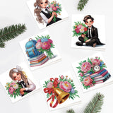 6pcs Diamond Painting Kit Greeting Card, Book Lady 5D DIY Diamond Handmade Holiday Greeting Card with Envelope, Christmas Gift Congratulation