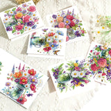 6 pcs Diamond Art Painted Greeting Card, Vase Beautiful Flowers 5D DIY Special Shape Diamond Card Creative Gift, Christmas Thanksgiving Greeting Card Congratulation