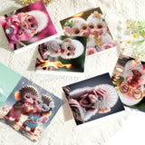 8 pcs Diamond Art Painting Greeting Card, Big Eye Monkey 5D DIY Special Shape Diamond Card Creative Gift, Christmas Thanksgiving Greeting Card Congratulation