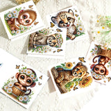 6 pcs Diamond Art Painted Greeting Card, Monkey Leopard 5D DIY Special Shape Diamond Card Creative Gift, Christmas Thanksgiving Greeting Card Congratulation