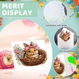 6pcs Diamond Art Painting Kit Greeting Card, Birdie Bunny 5D DIY Diamond Handmade Holiday Greeting Card with Envelope, Christmas Gift Congratulation
