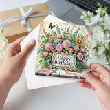 6pcs Diamond Painting Kit Greeting Card, Rose Bouquet 5D DIY Diamond Handmade Holiday Greeting Card with Envelope, Christmas Gift Congratulation