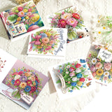 6pcs Diamond Art Painting Kit Greeting Card, Flower Horse 5D DIY Special Shape Diamond Greeting Card Creative Gift, Christmas Thanksgiving Greeting Card Congratulation