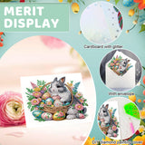 6pcs Diamond Painting Kit Greeting Card, Rabbit 5D DIY Diamond Handmade Holiday Greeting Card with Envelope, Christmas Gift Congratulations