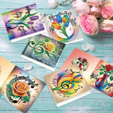 6pcs Diamond Painting Kit Greeting Card, Note Flower 5D DIY Diamond Handmade Holiday Greeting Card with Envelope, Christmas Gift Congratulation