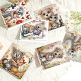 6pcs Diamond Art Painting Kit Greeting Card, Happy Kitten Puppy 5D DIY Special Shape Diamond Greeting Card Creative Gifts, Christmas Thanksgiving Greeting Card Congratulation