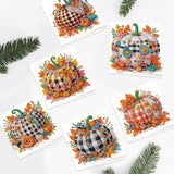 6pcs Diamond Painting Kit Greeting Card, Square Pumpkin 5D DIY Diamond Handmade Holiday Greeting Card with Envelope, Christmas Gift Congratulation