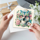 6pcs Diamond Art Painting Kit Greeting Card, Skull Rose 5D DIY Special Shape Diamond Greeting Card Creative Gifts, Christmas Thanksgiving Greeting Card Congratulation