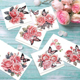 6pcs Diamond Painting Kit Greeting Card, Pink Rose 5D DIY Diamond Handmade Holiday Greeting Card with Envelope, Christmas Gift Congratulation