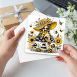 6pcs Diamond Art Painting Kit Greeting Card, Sunflower Genie 5D DIY Special Shape Diamond Greeting Card Creative Gifts, Christmas Thanksgiving Greeting Card Congratulation
