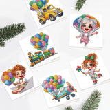 6pcs Diamond Painting Kit Greeting Card, Mushroom Genie 5D DIY Diamond Handmade Holiday Greeting Card with Envelope, Christmas Gift Congratulation