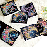 6 pcs Diamond Art Painted Greeting Card, Moon Moon 5D DIY Special Shape Diamond Card Creative Gift, Christmas Thanksgiving Greeting Card Congratulation