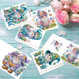 6pcs Diamond Painting Kit Greeting Card, Happy Gnome 5D DIY Diamond Handmade Holiday Greeting Card with Envelope, Christmas Gift Congratulation