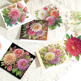 6pcs Diamond Art Painting Kit Greeting Card, Peony Flower 5D DIY Special Shape Diamond Greeting Card Creative Gifts, Christmas Thanksgiving Greeting Card Congratulation