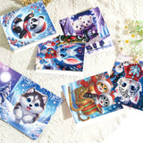 8pcs Diamond Art Painting Greeting Card, Bear, Dog, Cat Animals 5D DIY Special Shape Diamond Creative Gift, Greeting Card Set Gift Birthday Thanksgiving Greeting Card Congratulation